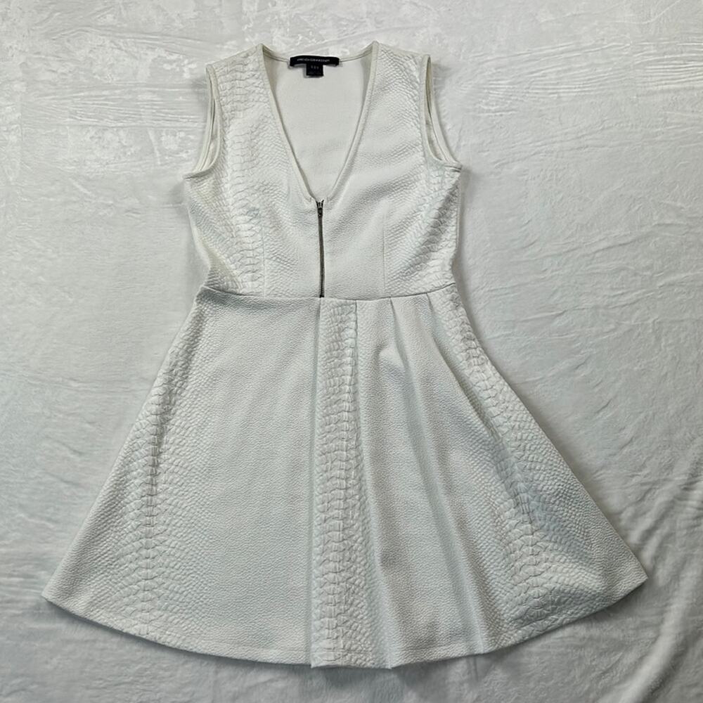 French Connection pleated front zip up bust fit and flare dress, size 8